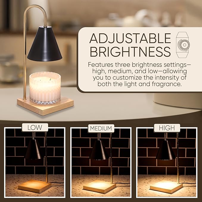 Sheffield Home Glass Candle Warmer Lamp – Elegant Candle Warmer for Long-Lasting Fragrance, Sleek Design, 13x5.5, Black Iron Candle Warmer