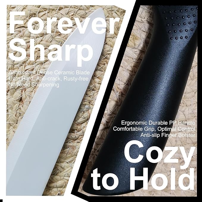 Ceramic Knife - 6 inch Chef's Knife - Light, Precise, Sharp Ceramic Kitchen Knife with Sheath Cover