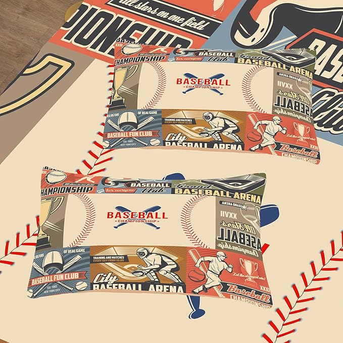 Tailor Shop Baseball Comforter Set, Full Size Sports Bedding for Boys with 2 Pillowcases