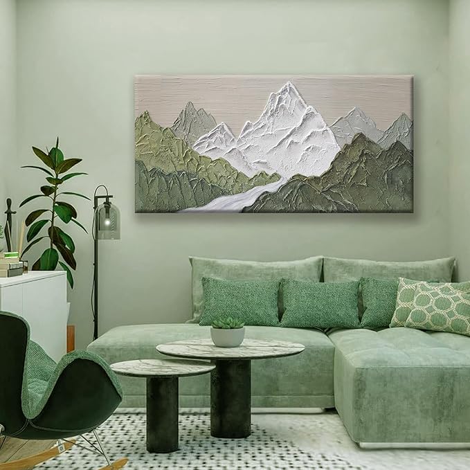YISXINOAG Mountain Abstract Wall Art For Living Room Modern Canvas Art Wall Decor Print Green Wall Art Abstract Mountain Forest Landscapes Print Painting Ready To Hang Wall Pictures 24×48 In