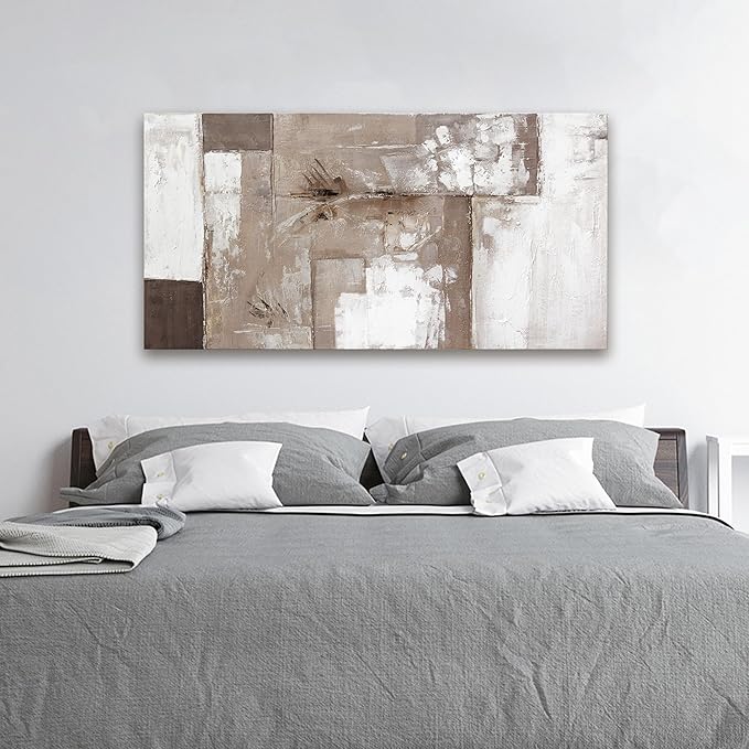 YISXINOAG Abstract Wall Art Ready To Hang Canvas Art Wall Decor Modern Fantasy Paintings Brown Grey And White Wall Art Prints Canvas Painting For Bathroom Wall Decor Bedroom Office Decoration 20"X40"