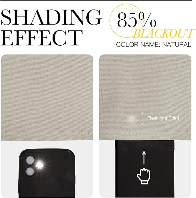 NICETOWN Kitchen Curtains, Short Curtains for Bedroom Windows, Thermal Insulated Room Darkening Curtain Panels for Girls Room, Cafe (Natural, 34" W by 63" L, 1 Pair)