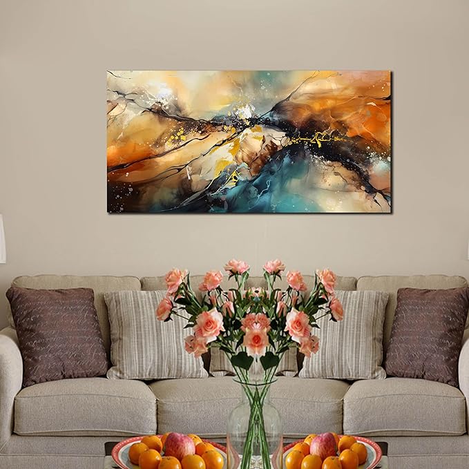 Abstract Paintings Wall Art for Living Room - Modern Wall Decor for Bedroom Kitchen Room Wall Art Ready to Hang Size 20" x 40"