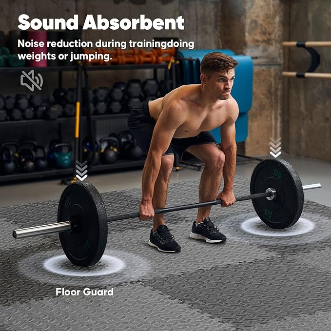 Home Gym Mat, Puzzle Exercise Mat,EVA Interlocking Foam Floor Tiles for Home Workout Equipment and Kids' Play Areas - Blue, 24 in x 24 in x ½ in - 32 Tiles (Blue, 32 Pack 128 sq ft)