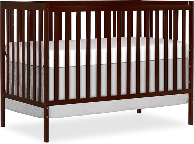 Dream On Me Synergy 5-in-1 Convertible Full-Size Baby Crib with Toddler, Day & Full Bed Conversion in Espresso, GreenGuard Gold & JPMA, 3 Mattress Heights, Sustainable Pinewood