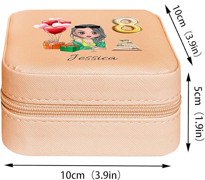 ODB Personalized Portable Travel Jewelry Box, Travel Essentials for Women, Mini Travel Jewelry Organizer, Customized Small Travel Jewelry Case With Initials, Gift for Girls, Teen, Woman (Birthday)