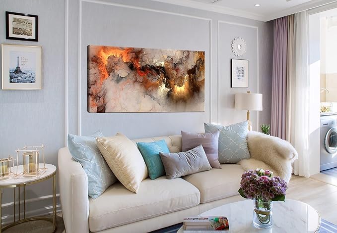 YYYYHPP YP1075 Abstract Clouds Modern Wall Art Decor Orange Abstract Poster Art abstract wall art for living room Bedroom Kitchen Home and Office Wall Decor