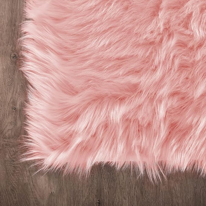 Latepis Washable Runner 2x8 Pink Rug for Bedroom Girls Faux Fur Rug for Living Room for Soft Cushion Hallway Home Decor Rectangle