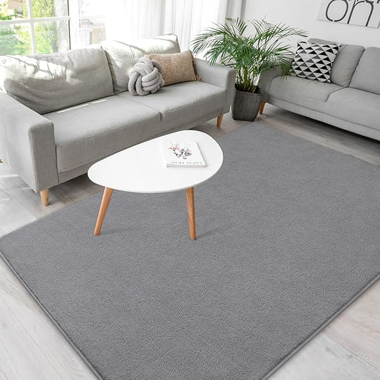 Soft Rugs for Living Room 4x6 Grey, Minimalist Area Rug for Bedroom Nursery Dining Table Dorm, Throw Rugs for Men Boys Girls Kids Room Indoor Floor Carpets