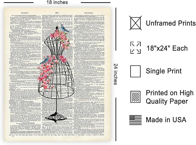 Poster Master Mannequin Print - Fashion Poster - Dictionary Art - Great Gift for Men, Women & Dressmaker - Sewing & Flower Art - Chic Decor for Living Room, Dorm or Office - 18x24 Unframed Wall Art
