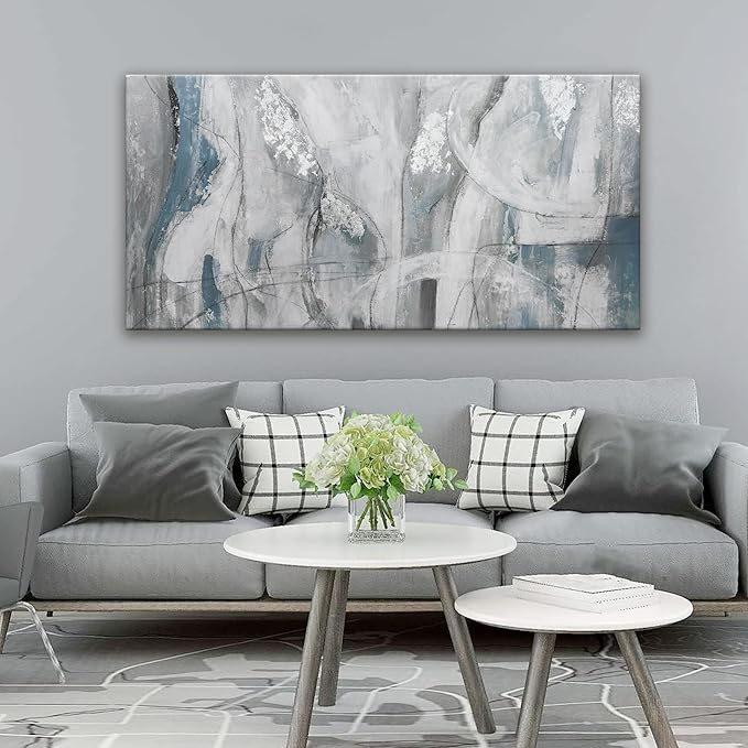 Abstract Wall Art For Living Room Canvas Art Wall Decor Blue Eclectic Decor Modern Canvas Wall Prints Abstract Wall Decor Suitable For Bedroom Apartment Office Dining Room Can Be Hung 24" X 48"
