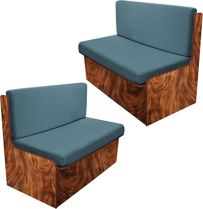 Rv Dinette Cushion Covers,Jacquard Stretchable Camper Cushion Cover,RV Cushion Slipcover,Rv Couch Cover Replacement for RV Camper Car Bench,2 Backrest Covers and 2 Bench Covers (Twill,Sea Blue)