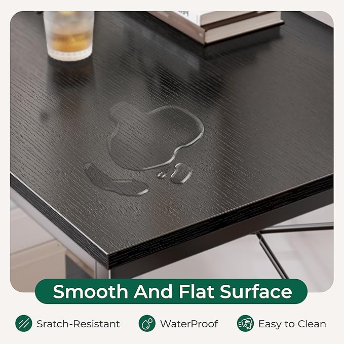 Huuger L Shaped Desk, 39 Inches Computer Desk with Reversible Storage Shelves, Gaming Desk, for Corner Home Office Writing Study, Metal Frame, Black