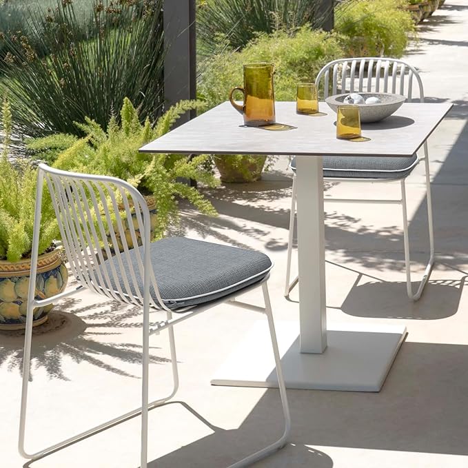 Set of 2 Outdoor Chair Cushions with Ties,Water Repellent Patio Chair Pads 17"x 16" for Outdoor Furniture,Round Corner Seat Cushions for Garden Yard Kitchen Textured Gray