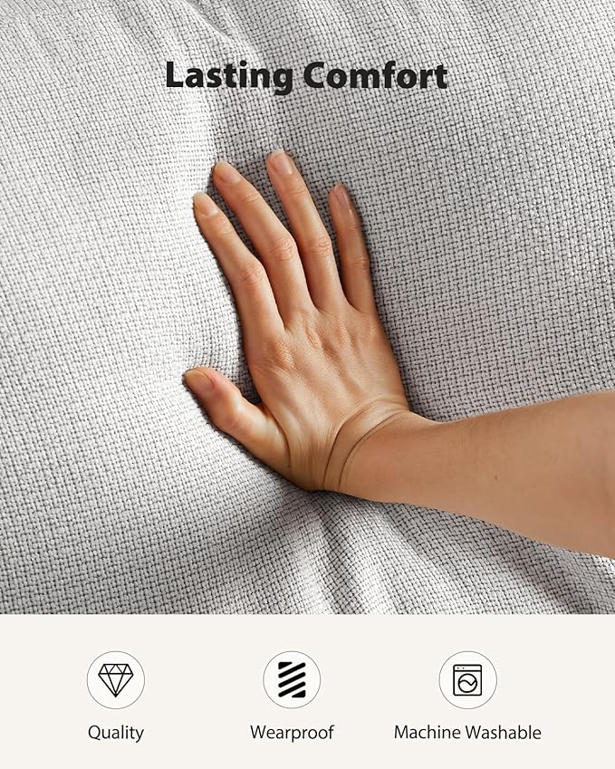 Pipishell 89" 3 Seater Sofa Couch with Deep Seats & Wide Armrests, Supportive Futon with Thickened Cushion, Comfy Cotton-Linen Couches for Living Room,Removable & Washable Covers,Grey