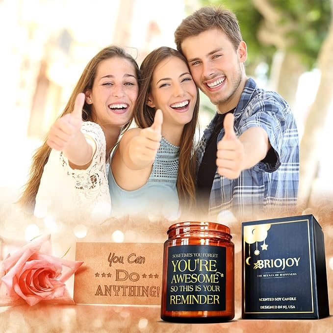 Birthday Gifts for Women, Men - You're Awesome Soy Jar Candles - Unique Thank You, Friendship Gifts for Her, Best Friend, Sister, Girlfriend - Relaxing Stress Relief Scented Candle for Home