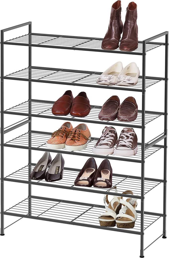 SIMPLE HOUSEWARE 3-Tier Stackable Shoes Rack Storage Shelf, Black