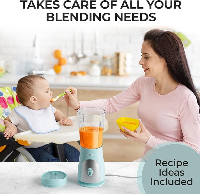 Mueller Smoothie Blender for Smoothies - Personal Blender for Shakes, Frozen Drinks, Baby Food & More, 15oz Travel Cup and Lid, Durable Stainless Steel Blades for Powerful Blending Performance