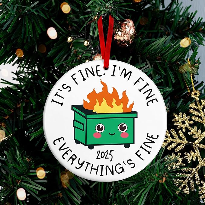Dumpster Fire Ornament - Dumpster Fire Ornament for Christmas Tree - Ideal Dumpster Fire Gifts for Him and Her - Unique Decorative Ornaments for The Holiday Season - A Sentimental Reminder of 2025