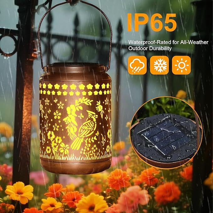 Solar Lanterns Outdoor Cardinal Lantern Garden Decor Waterproof Decor Light Hanging Solar Lights Yard Decor,Gifts for Women Gifts for Mom Gifts for Grandma
