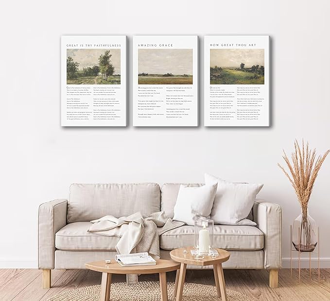 Christian Bible Canvas Wall Art How Great Thou Art Hymn Verse Painting Picture Wall Decor Vintage Scripture Religious Faith Poster Print for Living Room Bedroom Church Scene Home Decorate
