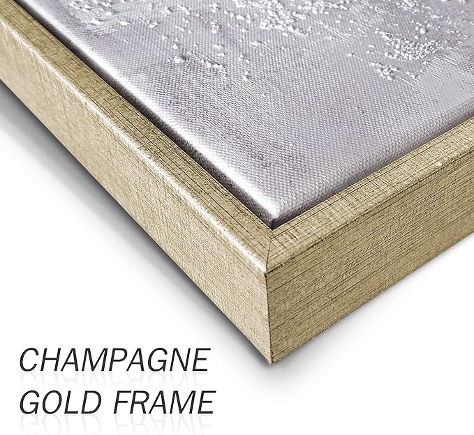 Abstract Canvas Framed Wall Art: Blue White Accent Minimalist Painting Navy Modern Textured Prints Glitter Gold Foil Artwork for Living Room Bedroom