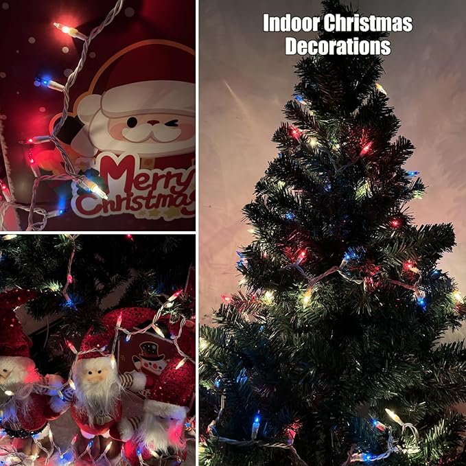 Red White Blue 4th of July Patriotic Day Decorations Lights 100 Count Mini String Lights with White Wire for Outdoor Indoor Christmas ,Holiday,Party, Independence Day Decor,UL Certified (21feet)