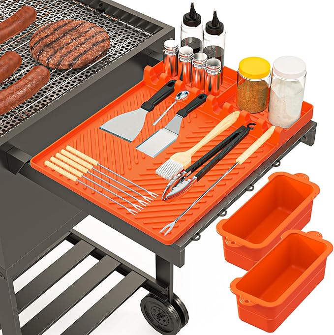 Griddle Accessories for Blackstone – Silicone Griddle Mat & Grease Cup Liners (2 Pack) – Fits 36” 28” 22” 17” Blackstone Griddles – BBQ Grilling Kits Set Gifts for Men