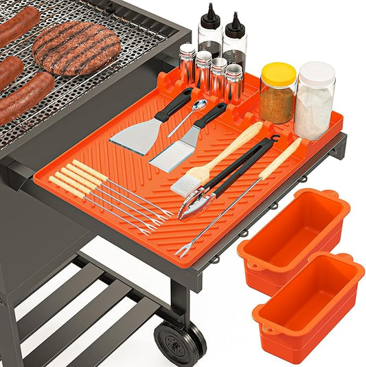 Griddle Accessories for Blackstone – Silicone Griddle Mat & Grease Cup Liners (2 Pack) – Fits 36” 28” 22” 17” Blackstone Griddles – BBQ Grilling Kits Set Gifts for Men