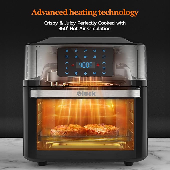 Air Fryer Oven Large 20 QT, 10-in-1 Toaster Oven Air Fryer Combo with Window for Family, Airfryer Oven with Rotisserie, 3 Dehydrating Racks