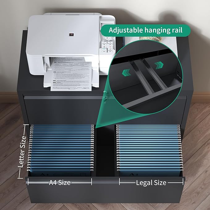 4 Drawer Lateral File Cabinets,Metal Lateral Filing Cabinet for Home Office,Wide Steel Storage Cabinet Commercial Drawer for Legal/Letter/A4 Size Files Assembly Required