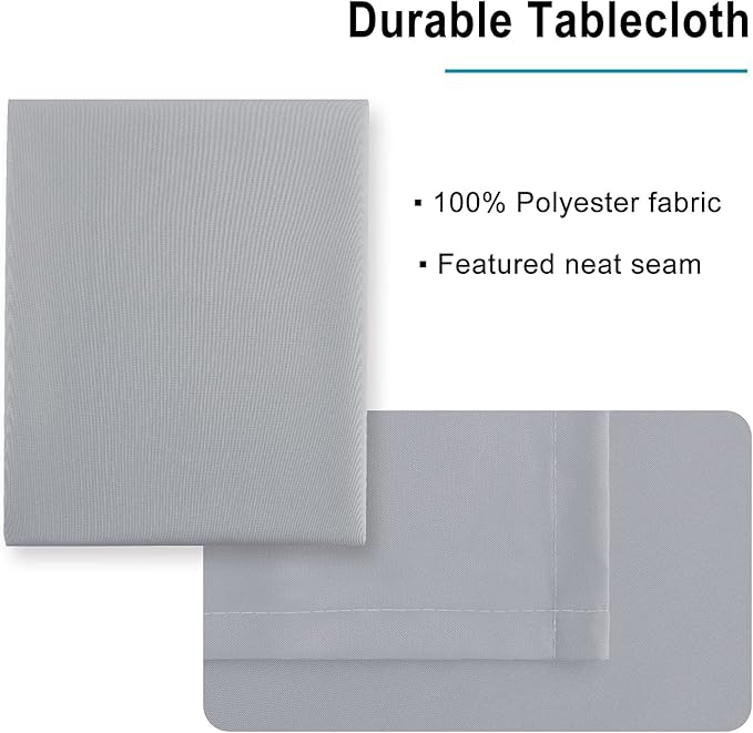 Hiasan Silver Grey Square Tablecloth - Waterproof and Spillproof Washable Fabric Table Cloth for Dining Room Kitchen Party and Outdoor, 54 x 54 Inch