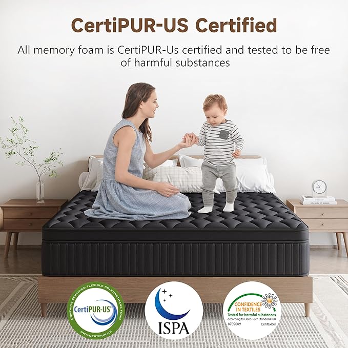 Queen Mattress, 12 Inch Queen Medium Firm Hybrid Mattress in a Box, Individual Pocket Spring for Pressure Relief & Motion Isolation, Reinforced Edge Support, CertiPUR-US Certified