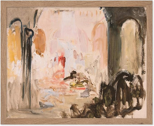 Poster Master Vintage Abstract Poster - Retro City Landscape Painting Print - City Art - Moody Art - Modern Farmhouse Art - Aesthetic Art - Great Living Room or Office Decor, 8x10 Beige Framed