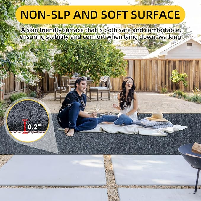 Marine Carpet,5 FT x 20 FT Dark Gray Indoor Outdoor Carpet 0.2" Thick Boat Carpet with Water-Proof TPE Backing, Non-Slide Outdoor Marine Carpet Roll for Home, Patio, Porch, Deck