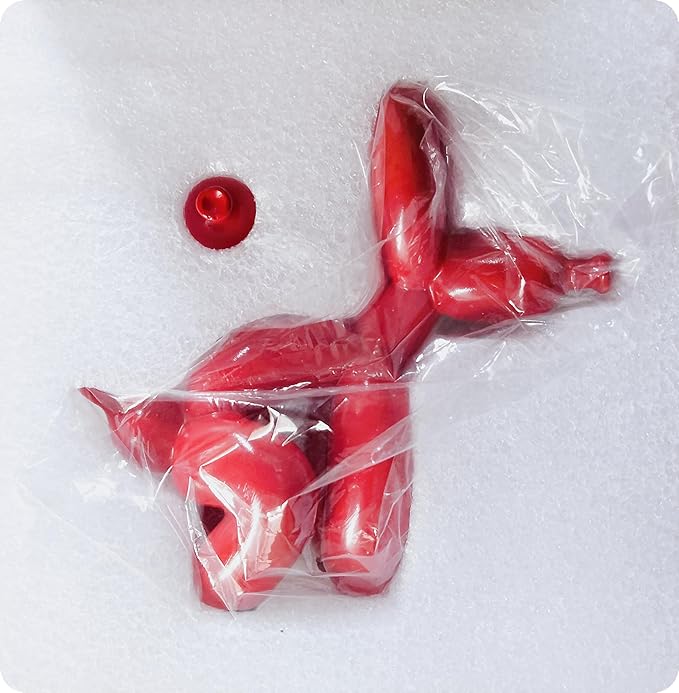 Balloon Dog Mini Poop Dog Decoration Desktop in Living Room Art Animal Small Statue,Bookshelf Decor(Red)