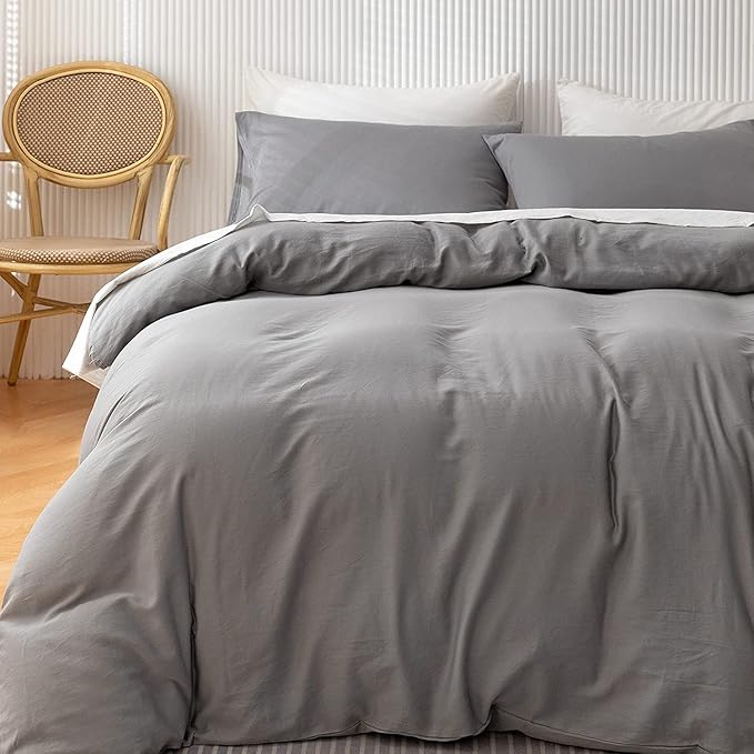 Queen Duvet Cover 1000 Thread Count 100% Egyptian Cotton Luxury Hotel Quality Silver Grey Quilt Cover & Pillow Sham - 3 PC All Season Duvet Cover Set with Zipper Closure, Corner Ties
