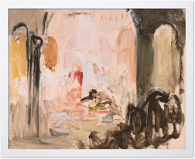 Poster Master Vintage Abstract Poster - Retro City Landscape - Modern Farmhouse Art - Aesthetic Art - Great Living Room or Office Decor, 16x20 White Framed