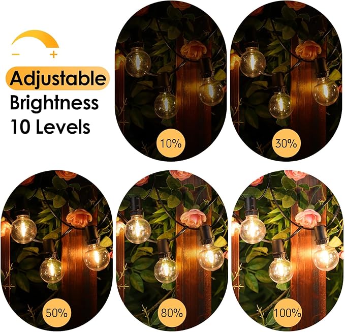 Mlambert 48FT Solar String Lights with Remote, Outdoor Waterproof Patio Lights with 18 LED Shatterproof G40 Bulbs(1 Spare) for Backyard-Black Wire