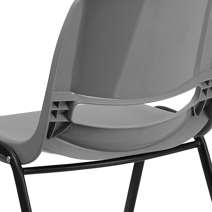 EMMA + OLIVER Gray Ergonomic Shell Student Stack Chair - Classroom Chair / Office Guest Chair