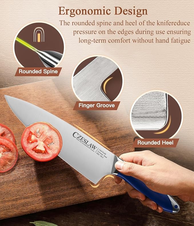 knife set, 3 Piece kitchen knife set - Razor Sharp Professional Japanese Chef Knife set, Forged from High Carbon German Steel,Full Tang Prussia Blue Handle,cooking gifts cooks