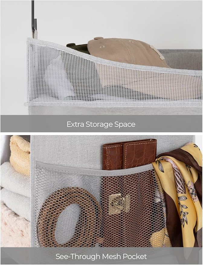 StorageWorks Hanging Closet Organizer, 3-Shelf Hanging Closet Shelves with Top Shelf, 19 ¾"W x 12" D x 31" H, Extra-Large Space, Light Grey