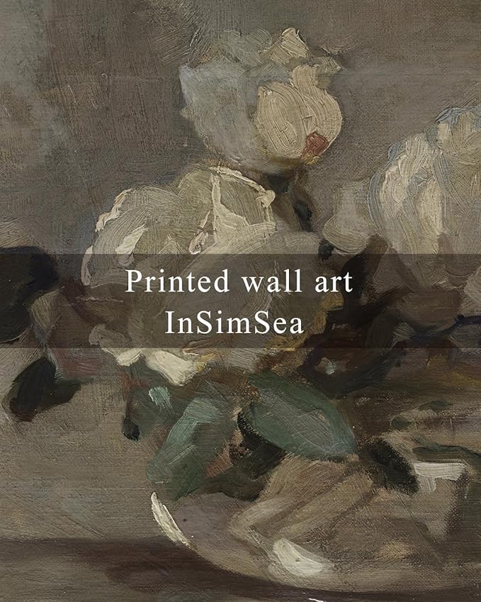 InSimSea Vintage Flower Canvas Wall Art Framed Wall Decorations, Mid Century Modern Wall Decor, Botanical Wall Art for Farmhouse Kitchen Office Bathroom Decor 12X16 Inch, Blumenstillleben