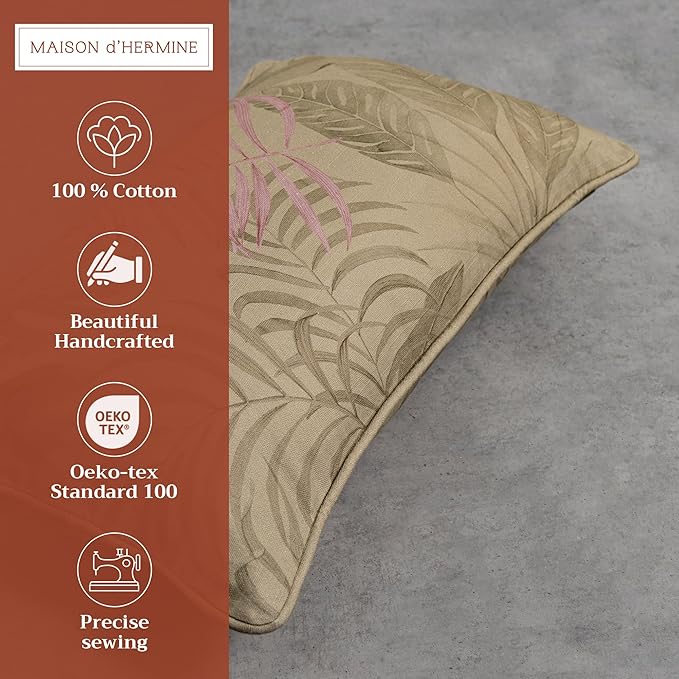 Maison d' Hermine Decorative Pillow Covers 12x20 Inch Rectangle 100% Cotton Throw Pillow Covers with Invisible Zipper for Living Room Couch, Chair, Sofas, Bedroom, Home (Creole - Olive Grey)