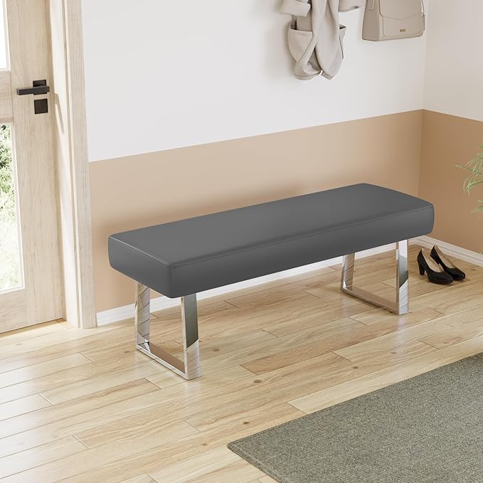 jiexi Bedroom Bench, Bed end upholstered Bench, Indoor Corner Small Footstool with Metal Legs, for Kitchen entryway Dining Room and Living Room Window