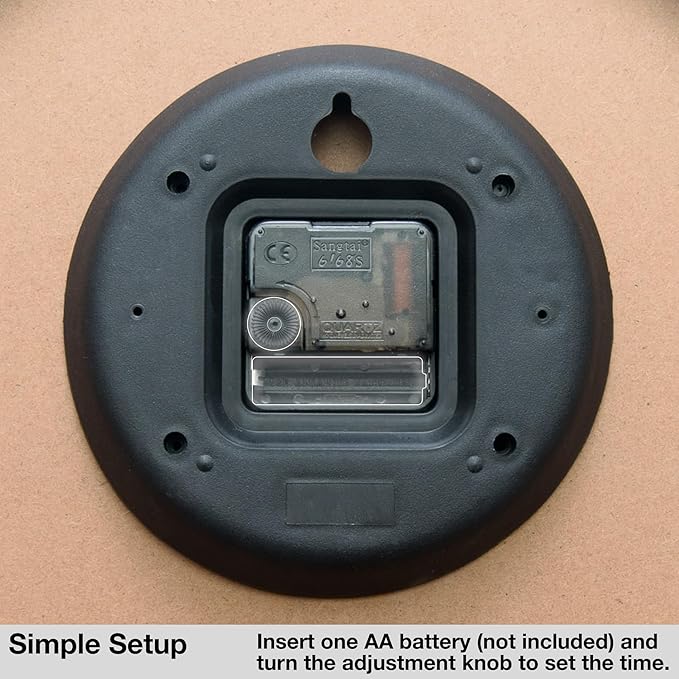 Driini Analog Dome Glass Wall Clock (12") - Wood Frame with White, Modern Face - Battery Operated with Non Ticking Hands - Large Decorative Clocks for Classroom, Office, Living Room, or Bedrooms.