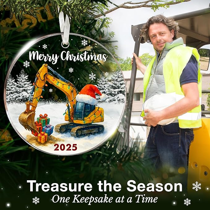 Excavator Ornament - Unique Christmas Tree Decoration for Construction Enthusiasts, Perfect Digger Ornaments for Kids, Creative Backhoe Ornaments for Christmas, Ideal Gift for Holiday Season