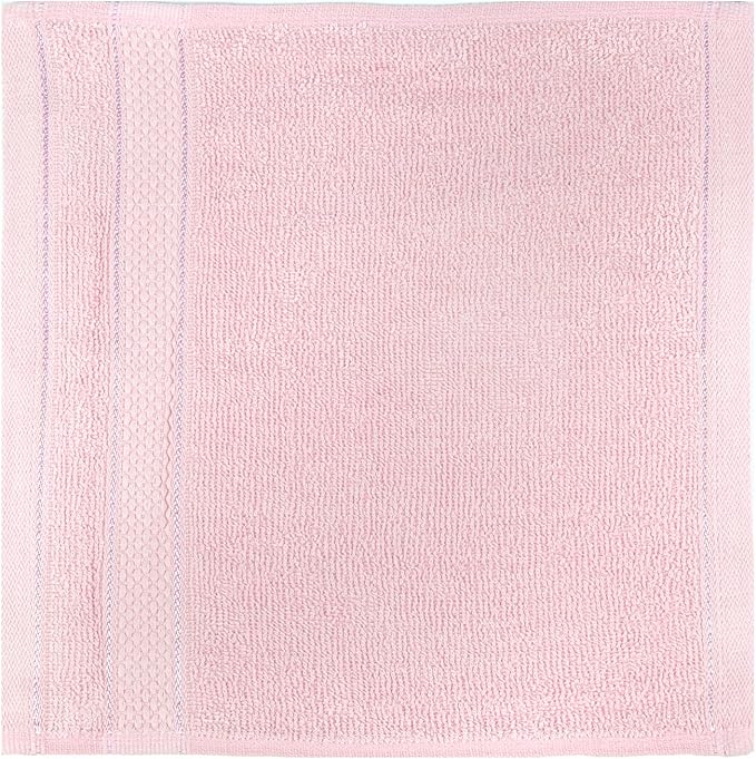Casa Lino Face Towels & Body Wash Cloths for Showering - 100% Cotton Wash Cloths for Bathroom - Highly Absorbent & Quick Drying Washcloth Set - Cotton Washcloths 24 Pack (12" x 12") - (Blush Pink)