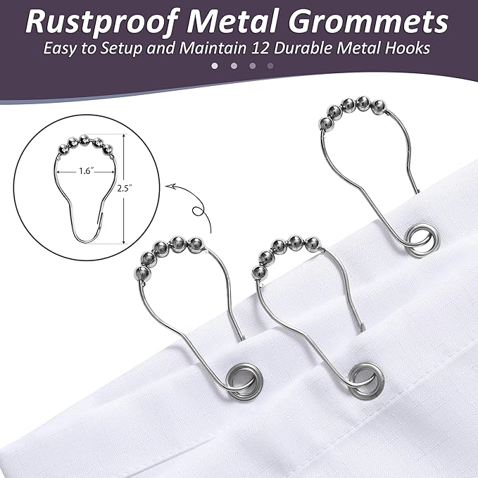 Naturoom Plum Shower Curtains for Bathroom,Ombre Cloth Fabric Shower Curtain Set with 12 Hooks Denim Blue Bathroom Decor 72 x 72