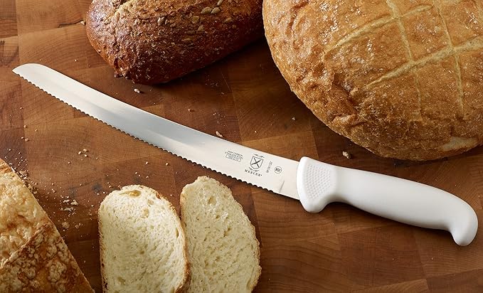 Mercer Culinary Ultimate White 10" Curved Wavy Edge Bread Knife, White